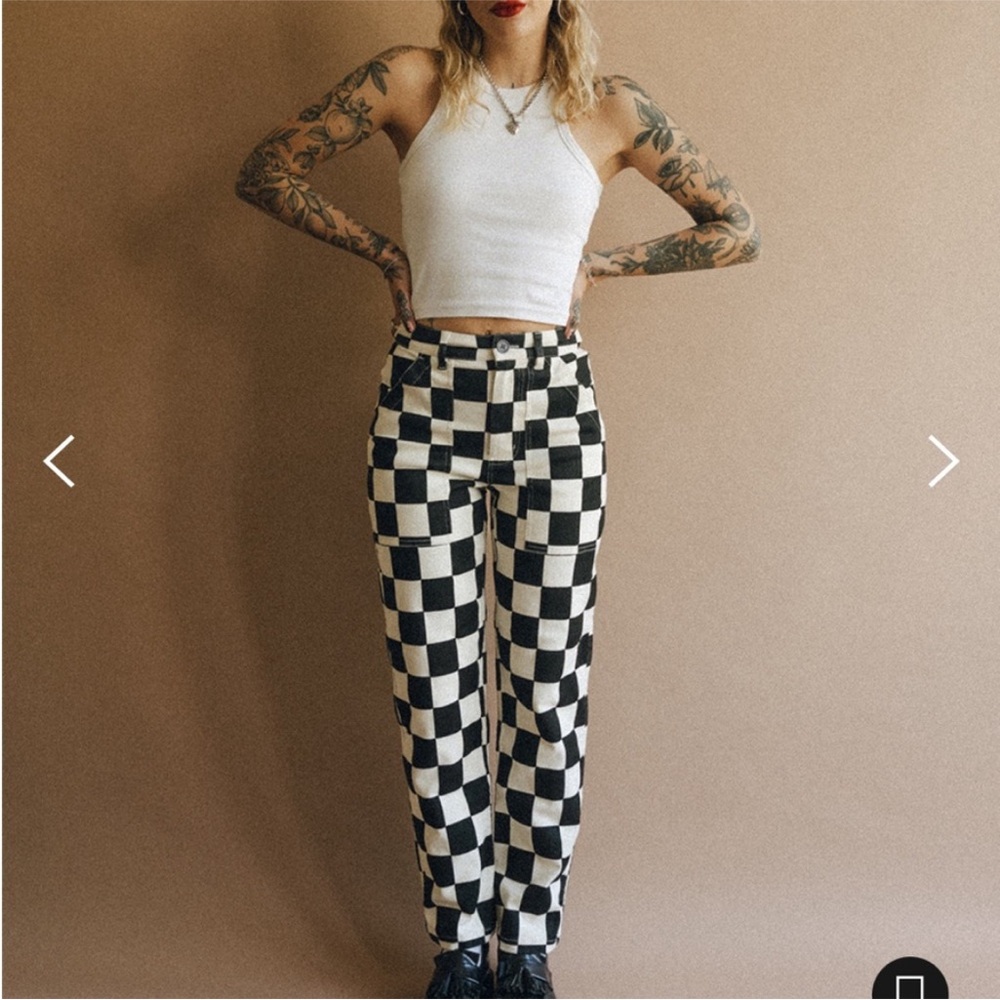 P&Co 304 Service Fatigues Checkered Black and White Women's Pants